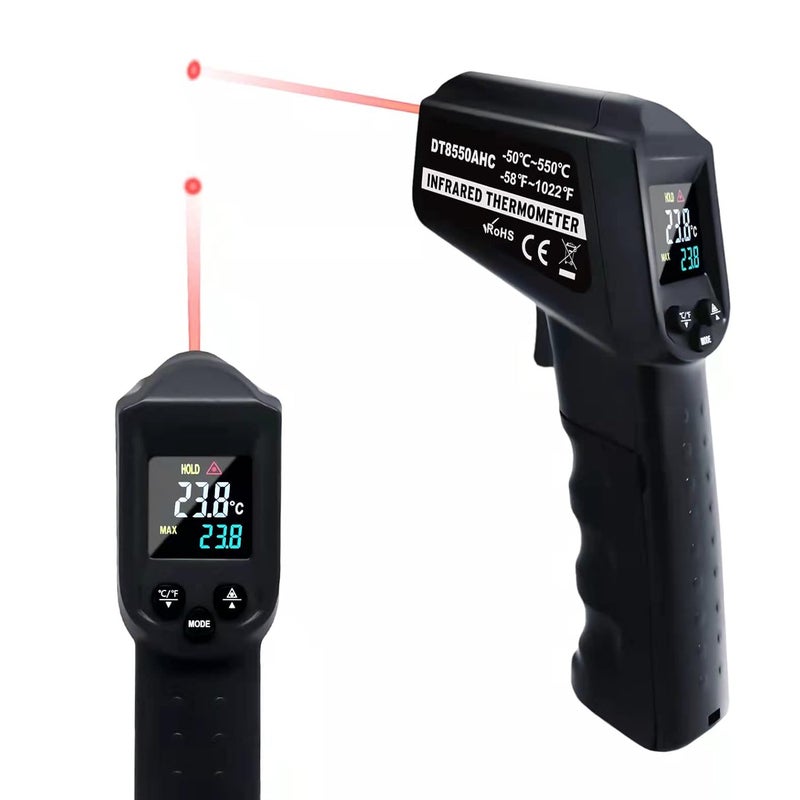 AHOSOUTLY Infrared Thermometer Temperature Gun -58℉~ 1022℉ (-50℃ ~ 550℃) Non-Contact Instant-Read Digital Laser Infrared Ir Thermometer with Color Screen (Black) - Image 1